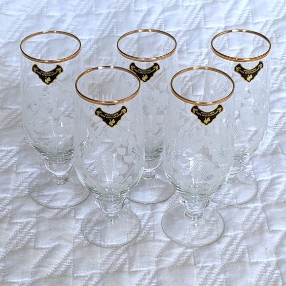 NWT 5 Russian Gus Khrustalny Crystal Wine Champagne Flutes Glasses Set Of Five 5 - Picture 2 of 5